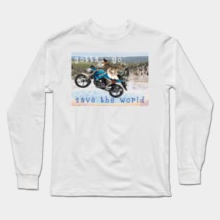 Gotta go Save the World Maine Coon cat Long Sleeve T-Shirt